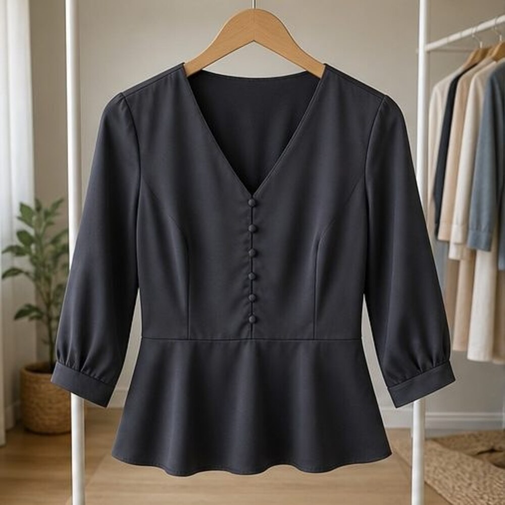Charcoal Lace Trim Top